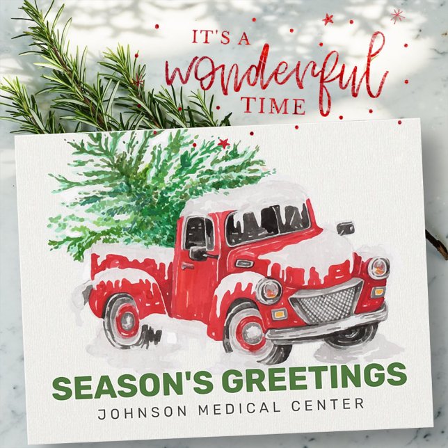 Classic Watercolor Red Truck Season's Greetings Postcard (Creator Uploaded)