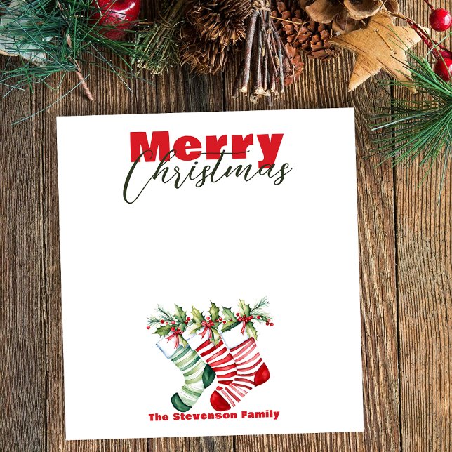 Classic Watercolor Stockings Family Christmas Notepad (Creator Uploaded)