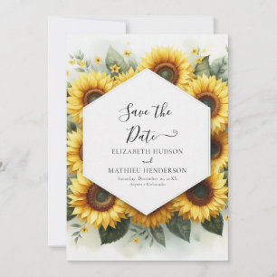 Classic Watercolor Sunflower Wedding Save The Date