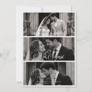 Classic We Eloped 3 Photo Wedding Announcement