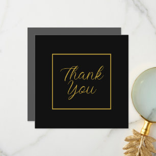 Classic Wedding Black and Gold Thank You Card