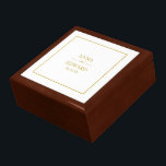 Classic Wedding Day Time Capsule Keepsake Box<br><div class="desc">Classic wedding personalized time capsule wooden keepsake box. Gold block text within a thin border on a white background. The time capsule is a fun gift for the wedding couple from friends, the wedding party, or family. Contents might include personal notes, photos, small memorabilia items from the wedding or period...</div>