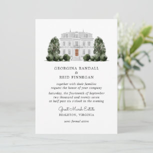 Classic Wedding Invitation Elegant Mansion Estate