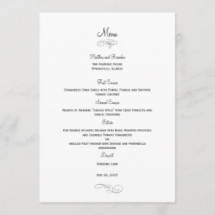 Classic Wedding Menu Card - Black