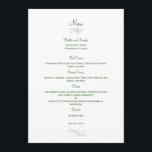 Classic Wedding Menu Card - (Green) Menu Cards<br><div class="desc">Sophisticated and full of charm,  these Classic menu cards are sure to bring an elegant touch to your table. Available in a variety of colours. Custom colours available upon request.</div>