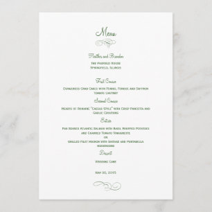 Classic Wedding Menu Card - (Green) Menu Cards