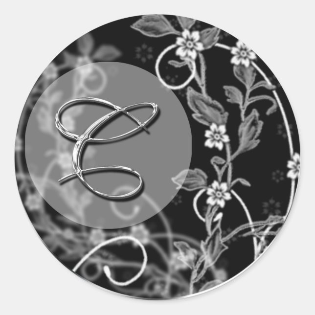 Classic Wedding Monogram Classic Round Sticker (Front)