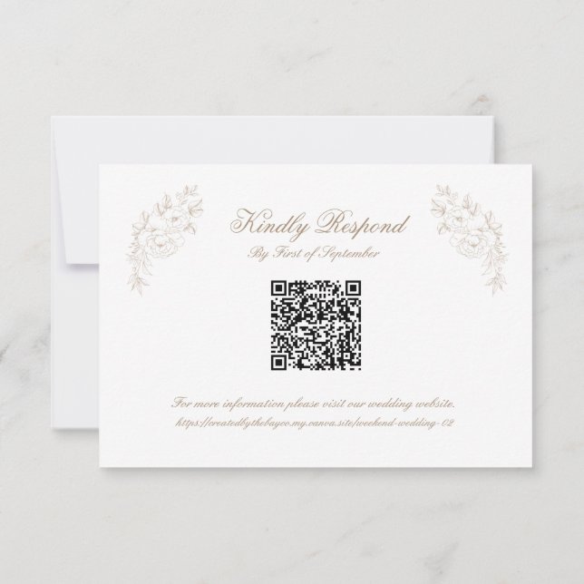 Classic Wedding Monogram Crest QR code RSVP Card (Back)