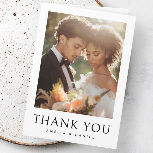 Classic wedding photo white elegant folded thank you card