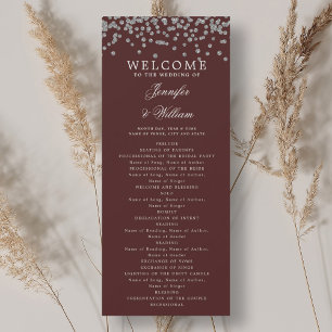 Classic Wedding Program Confetti Silver Burgundy 