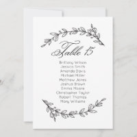 Classic wedding seating chart. Table plan 15