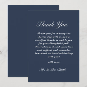Classic Wedding Thank You Card Navy Blue