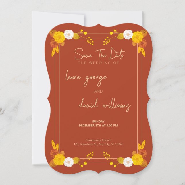Classic Wedding Theme  Save The Date (Front)