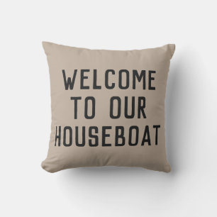 classic WELCOME TO OUR HOUSEBOAT + ANCHOR Outdoor Pillow