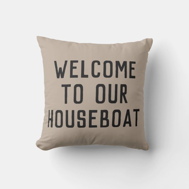 classic WELCOME TO OUR HOUSEBOAT + ANCHOR | Outdoor Pillow (Front)