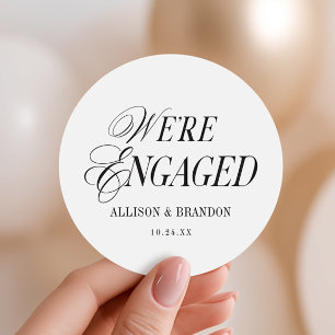 Classic We're Engaged Engagement Party Favours Round Sticker