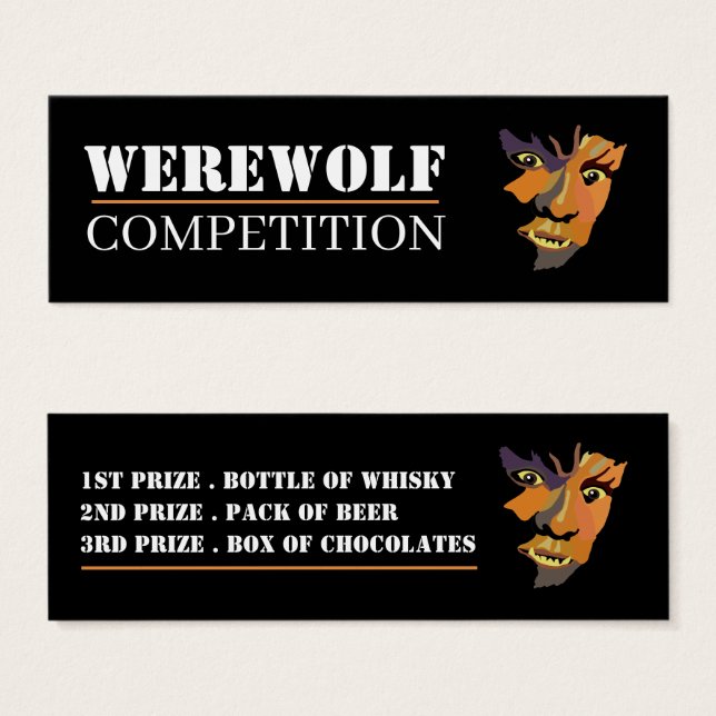 Classic Werewolf, Halloween Competition Tickets (Front & Back)