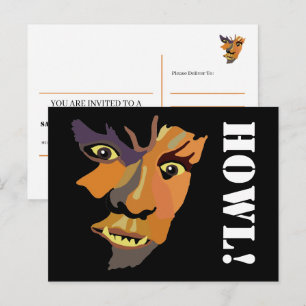 Classic Werewolf, Halloween Party Invitation Postcard