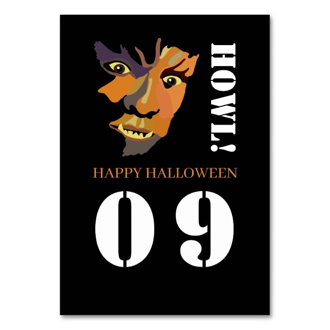 Classic Werewolf, Halloween Party Table Number (Front)
