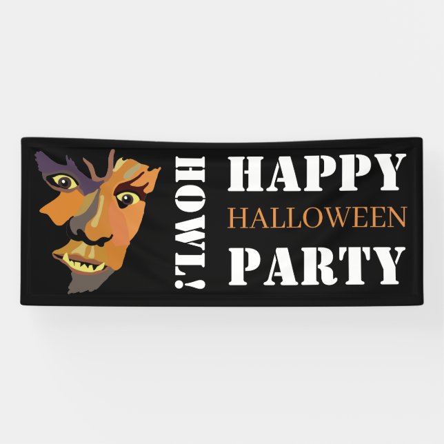 Classic Werewolf, Happy Halloween Banner (Horizontal)