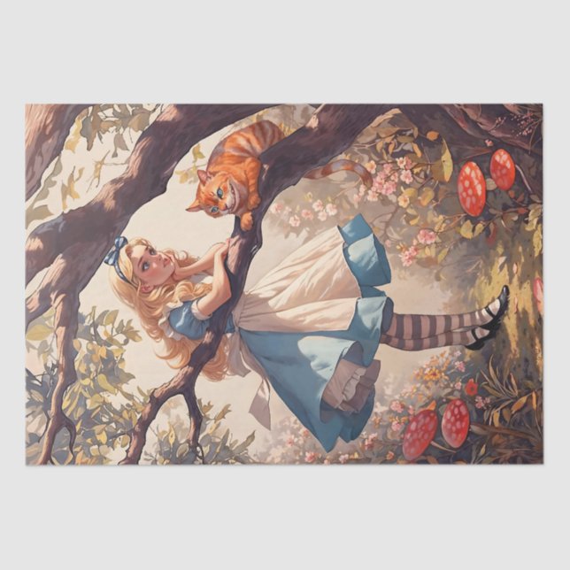 Classic Whimsical Alice and the Cheshire Cat Tissue Paper (Front)