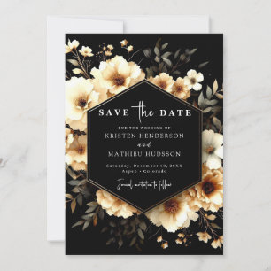 Classic Whimsical Gold and Black Wedding Save The Date