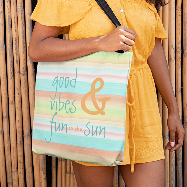 Classic Whimsical Pastel Watercolor Stripe Pattern Tote Bag (Creator Uploaded)