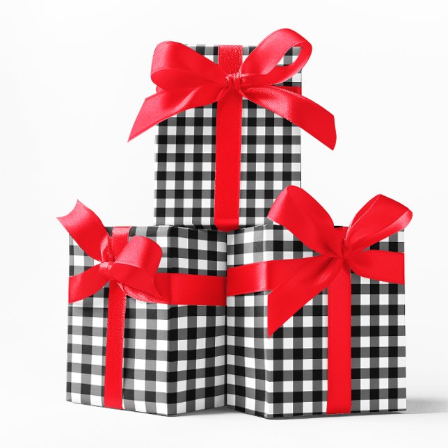 Classic White and Black Buffalo Plaid Wrapping Paper (Classic White and Black Buffalo Plaid Wrapping Paper)