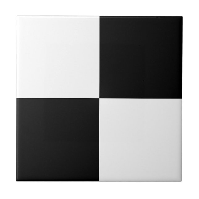 Classic White and Black Large Square Box Pattern Tile (Front)