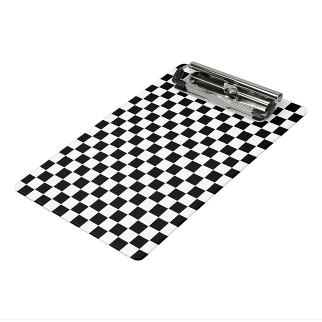 Classic White and Black Square Box Stylish Pattern Mini Clipboard (Angled3)