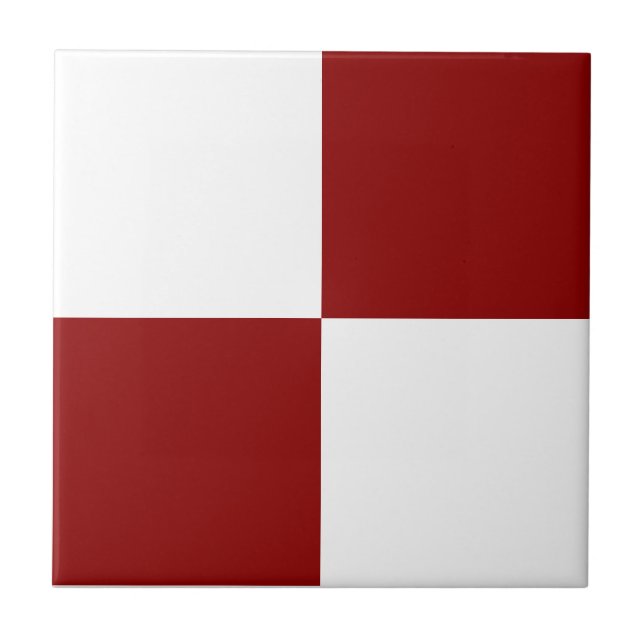 Classic White and Christmas Red Square Box Pattern Tile (Front)