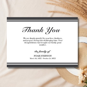 Classic White and Dark Grey Border Memorial Thank You Card