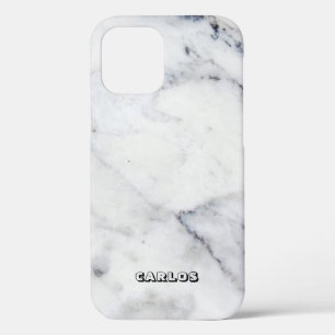 Classic white and gray faux marble background iPhone 12 pro case