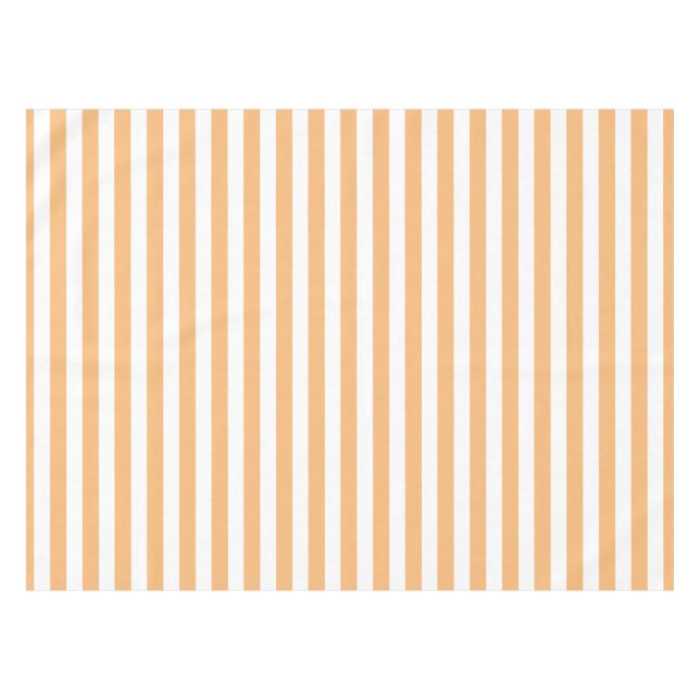 Classic White and Light Orange Stripes Tablecloth (Front (Horizontal))