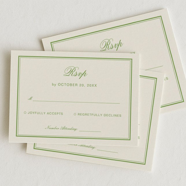 Classic White and Sage Green Wedding Response Enclosure Card (Creator Uploaded)