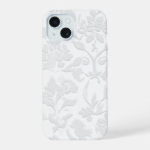 Classic White Baroque Floral Embossed Phone Case