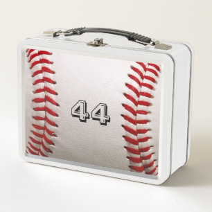 Classic White Baseball with Custom Jersey Number Metal Lunch Box