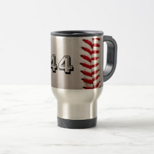 Classic White Baseball with Custom Jersey Number Travel Mug