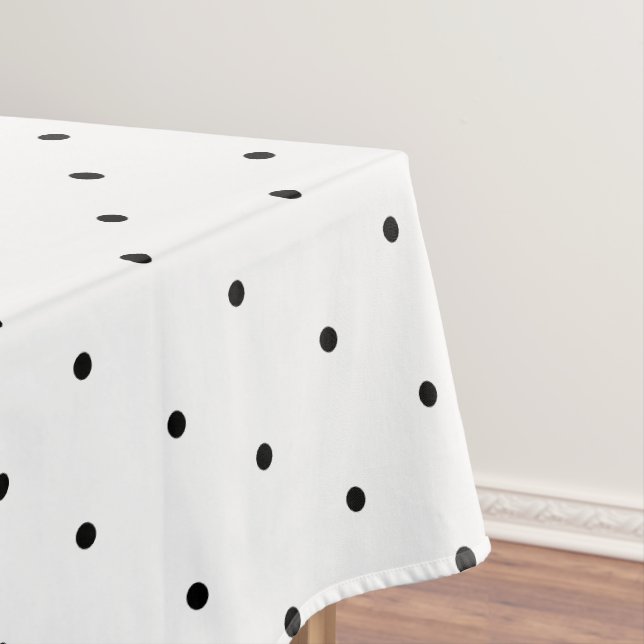 Classic White Black Polka Dots Pattern  Tablecloth (In Situ)
