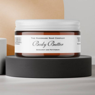 Classic White Body Butter Jar Label 1" x 7.25"