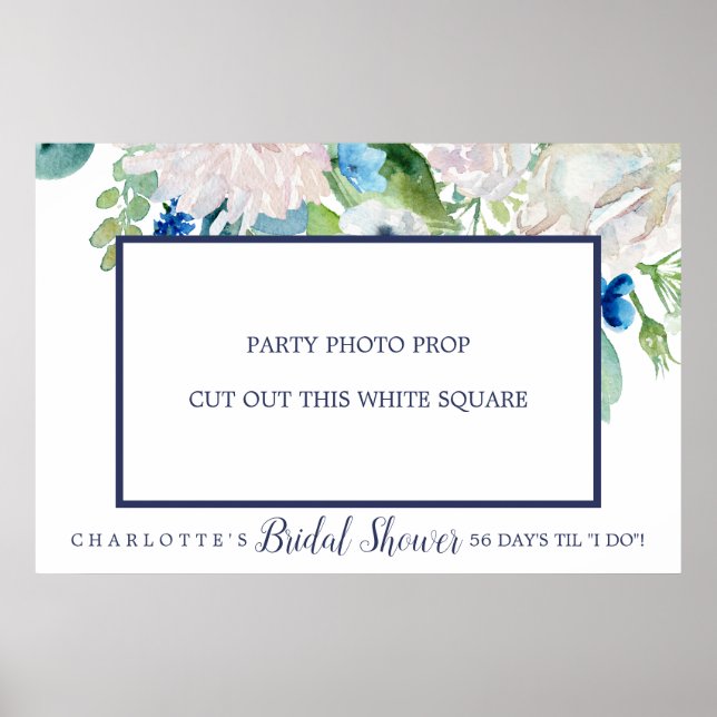 Classic White Bridal Shower Photo Prop Frame Poster (Front)