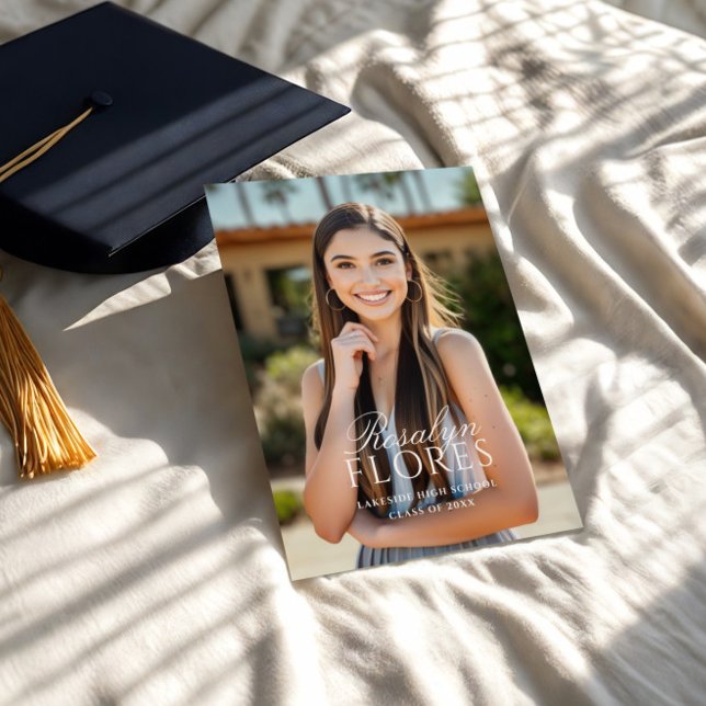 Classic White Calligraphy Graduation  Invitation (Creator Uploaded)