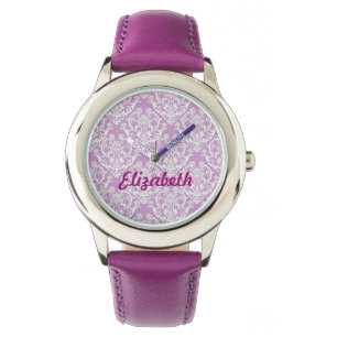 Classic White Damask Pattern Watch