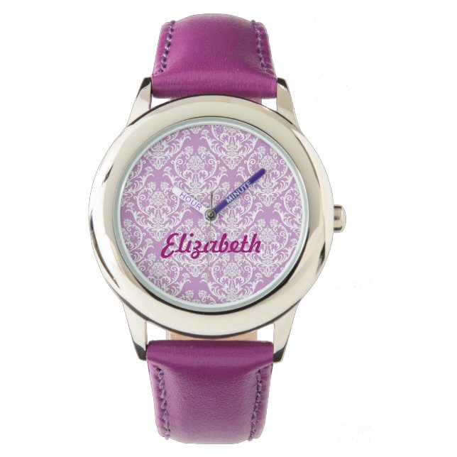 Classic White Damask Pattern Watch (Front)