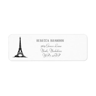 Classic White Eiffel Tower Script Return Address