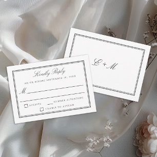 Classic White Elegant Formal Wedding RSVP Card