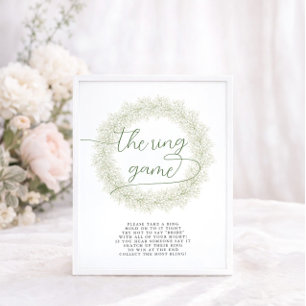 Classic White Flower Bridal Shower The Ring Game Poster