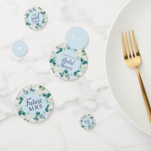 Classic White Flowers   Blue Bridal Shower Confetti