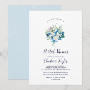 Classic White Flowers Bouquet Bridal Shower Invitation