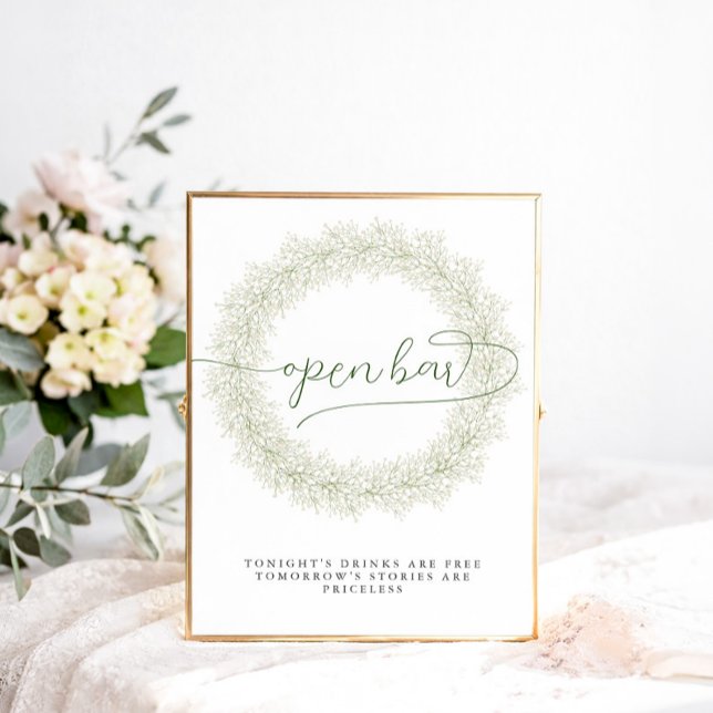 Classic White Flowers Bridal Shower Open Bar Poster (Creator Uploaded)